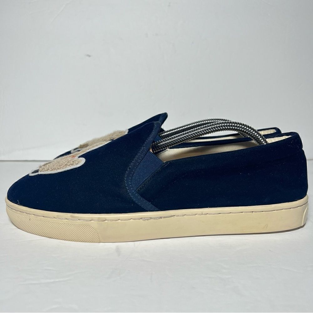 Soludos Womens Velvet Llama Slip On Sneakers Navy Blue 10 - Picture 3 of 11